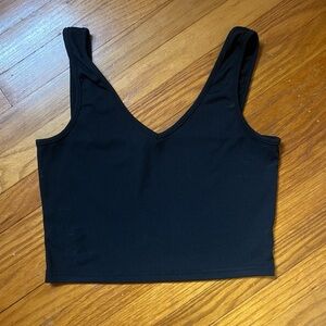 SHEIN Black Ribbed V-Neck Crop Tank